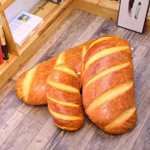 3D HD Printing Butter Bread Doll Pillow Stuffed Decorative Cotton Simulation Bread Pillow for Home Decor Kids Children Plush Toy