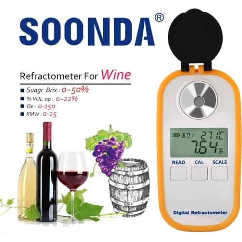 4-in-1 Digital Wine Refractometer 0~50% Brix For Wine Alcohol 0-22% VOL,0-25 KMW,0-150 Oe,Wine Alcohol Hydrometer Brewing Meter