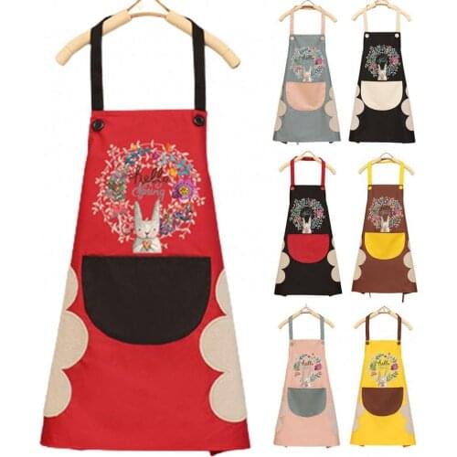 40%HOTErasable waterproof and oil-proof cartoon wreath rabbit kitchen nail shop apron oil-proof cartoon womens baking cooking d