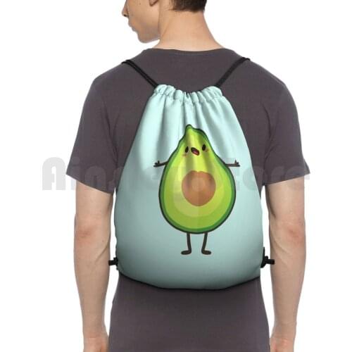 Avo-Cuddle ? Backpack Drawstring Bags Gym Bag Waterproof Digistickie Daisy Beatrice Avocado Avo Green Heart Love Cuddle