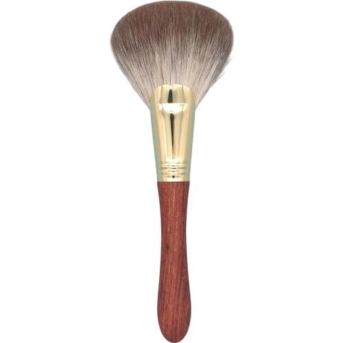 C07 Professional Handmade Makeup Brush Soft Snow Fox Hair Large Fan Shape Face Powder Brush Sandalwood Handle Make Up Brushes