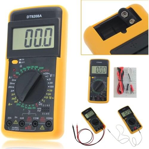 DT-9208A AC/DC Digital Multimeter Temperature Tester Current Meter Tester LCD Display Voltage Amp Ohm Tester Meter Multimetro