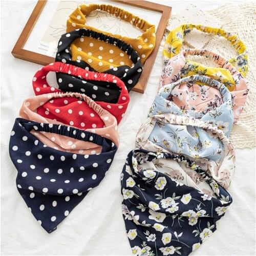 CYGJFC Woman Spring Summer Dot Floral Bandanas Flower Triangle Hair Scarf Elastic Hairband Hair Accessories Ornaments Headwear