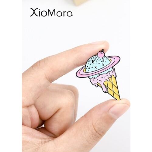 Sweet Planet Ice Cream Enamel Pin Pink cherry brooch clothes Backpack lapel pin buckle customization badge gifts for Friend