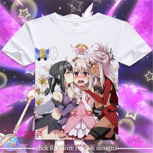 Fate kaleid liner Prisma Illya Illyasviel von Einzbern Cosplay Costume Cloth Adult Kids Child Short Sleeve T Shirt T-shirt