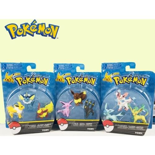 Takara Tomy Pokemon Eevee Family Figure Toys Model Collection Eevee Action Toys for Children Birthday Gifts