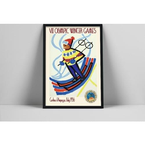 Winter Games Skiing Sports Art Print Poster Wall Pictures Canvas Painting For School Indoor Stadium Kids Room Bedroom Decoration