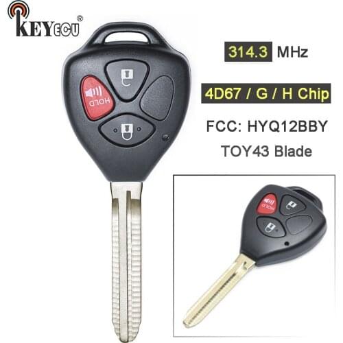 KEYECU 314.3MHz 4D67 / H / G Chip HYQ12BBY Replacement 3 Button Remote Key Fob TOY43 for Toyota Rav4 4Runner Scion XB 2006-2020
