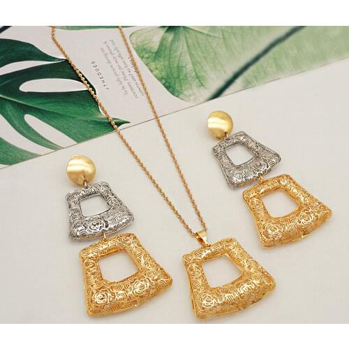 Fashion new jewelry pendant necklace earring set and chain gold best quality jewelry sets women african EP60
