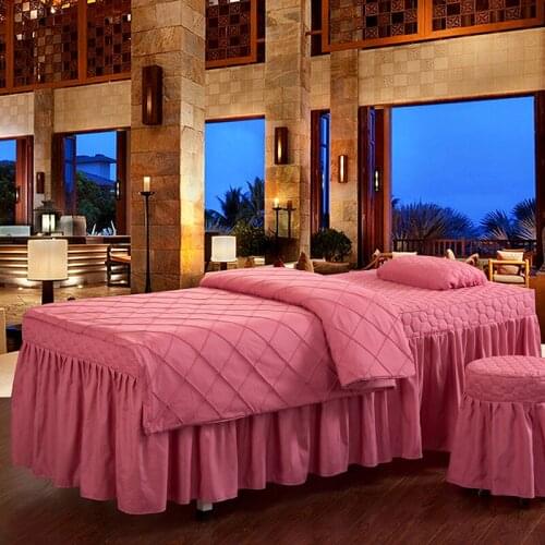 4pcs Beauty Salon Bedding Set High Quality Massage Spa Thick Bed Linens Sheets Bedspread Duvet Cover Set