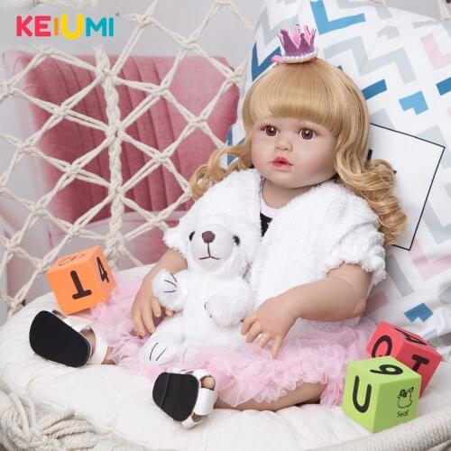 KEIUMI Hot Sale Reborn Dolls Full Vinyl Body 57cm Lifelike Fashion Princess Baby Doll Boneca Reborn Toy For Childrens Day Gift