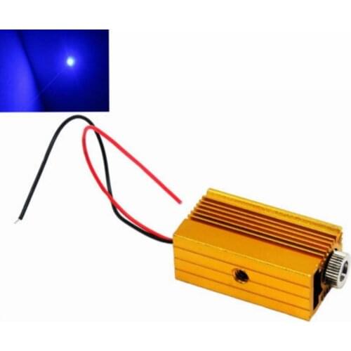 Laser Diode Module Focusable 450nm 50mW Blue Dot Shape 12X45mm w/Driver-in & 12mm Heatsink