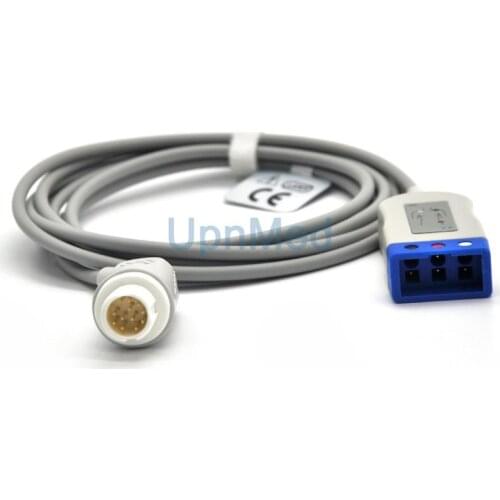 Compatible 12pin M1510A M1500A HP/for Philips 3 Lead ECG Trunk cable,IEC/AHA