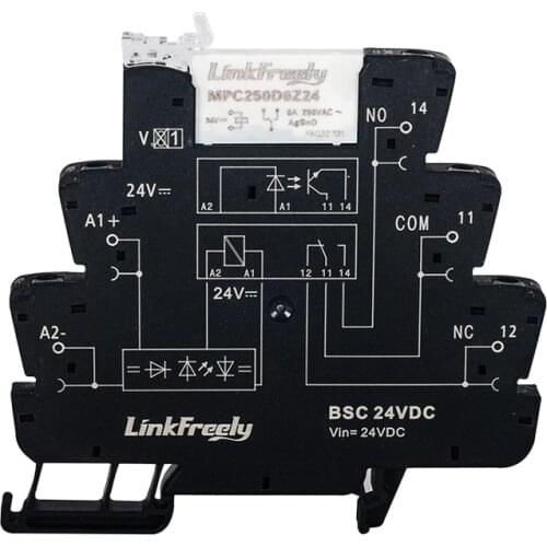 MPC250D6Z24BSC 1pc Micro LED Ultra Slim Relay Module Din 6A 250VAC Electromagnetic Contact Coil Relay Control Voltage 5V 12V 24V