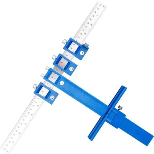 Multifunctional Furniture Carpentry Punch Locator Drill Guide Ruler Woodworking Hole Locator Adjustable Drilling Positioner Tool