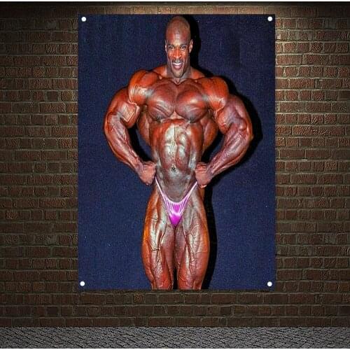Man Muscular Body Workout Banner Wall Hanging Inspirational Poster Tapestry 4 Grommets Custom Flag Stadium Gym Wall Decoration 3