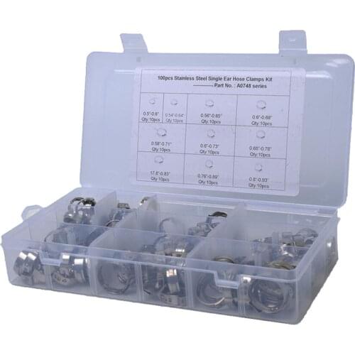 Set Of 100 Stainless Steel Single Ear Hose Pipe Clamps Fuel Line Worm Clips