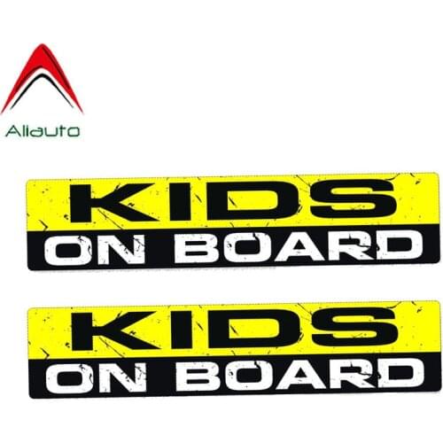 Aliauto 2 X Warning Car Sticker Kids on Board Decal Accessories PVC for Rav4 Lada Niva Hyundai Accent Vw T5 Clio Saab,19cm*4cm