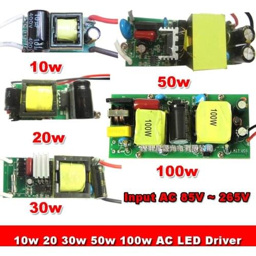 1pcs Non-waterproof Input AC 220V Output DC 9V -34V 10w 900mA 20w 30w 50w 100w LED Driver For Bulb light Lamp Power Supply