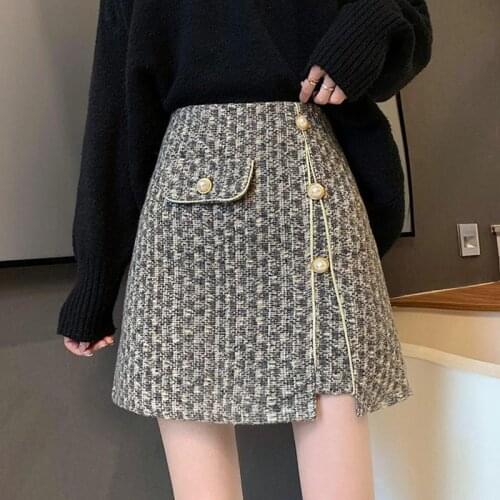 2021 autumn and winter new skirt a-word high-waisted slimmed-down irregular skirt Korean version of hair skirt pants
