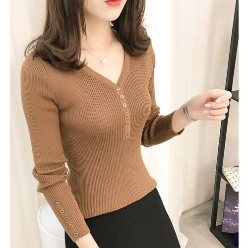 Fall Long Sleeve Knitted Sweaters Women Pullover Basics Casual Knitting Jumper Office Tops Autumn Thin Knitwear Grey