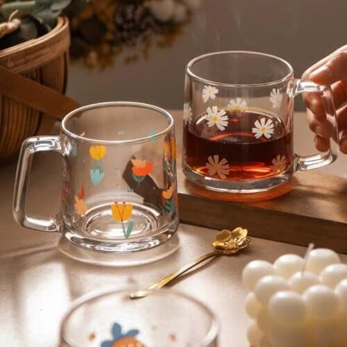 Drinking Cup with Handle Water Tea Cup Coffee Mug Beer Milk Classic Drink Mugs Dessert Cup Home Drinkware Fruit Printed