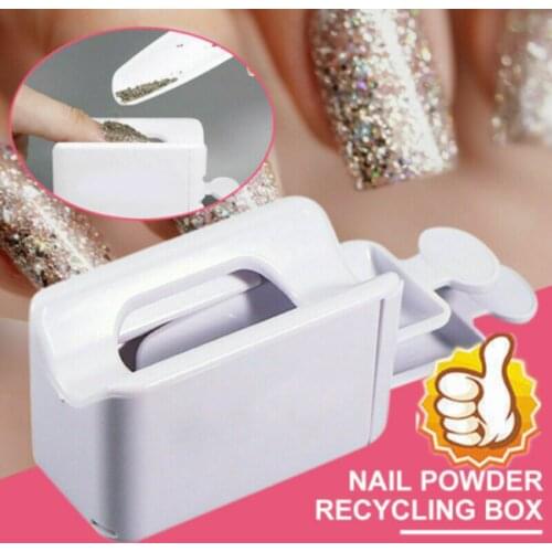 Portable Nail Powder Recycling Box Nail Art Tray Magic Mirror Dipping Powder Nail Sequin Glitter Dip Powder Recycling Tools