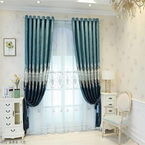 Simple European style stitching hollow embroidery semi-shading curtain fabric for Living Room Bedroom Dining Room