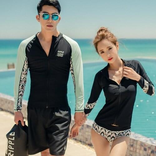 New Rash Guards Men Women Long Sleeve Shirt Shorts Couples Swimwear Surfing Bathing Suits Rashguard Wetsuits