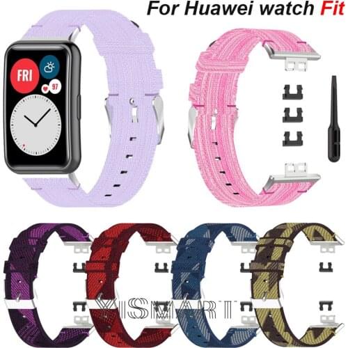 Soft Nylon Watchband for Huawei Watch Fit Strap Smartwatch Band Canvas Wriststrap Belt Bracelet Accessories With Tool