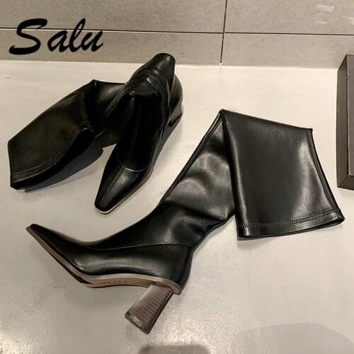 Salu Elegant Side Zipper Over The Knee High Boots Pointed Toe High Heels Boots Boots Winter Newest Party Office Lady Shoes Woman