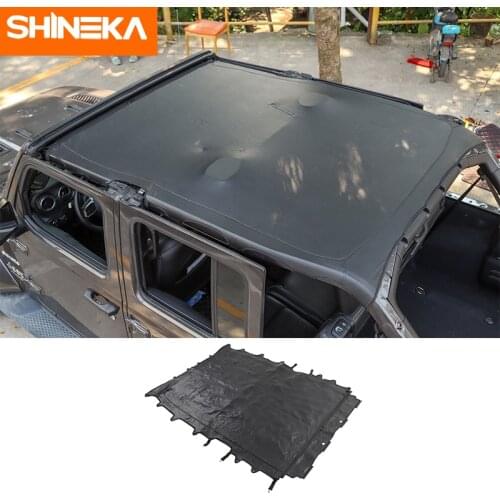 SHINEKA Car Cover 4 Door Leather Soft Roof Top Full Length Cover Sunshade Accessories for Jeep Wrangler JL 2018 2019 2020