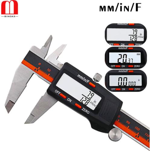 BINOAX Stainless Steel Digital Display Caliper 150mm Fraction MM Inch High Precision Stainless Steel LCD Vernier Caliper