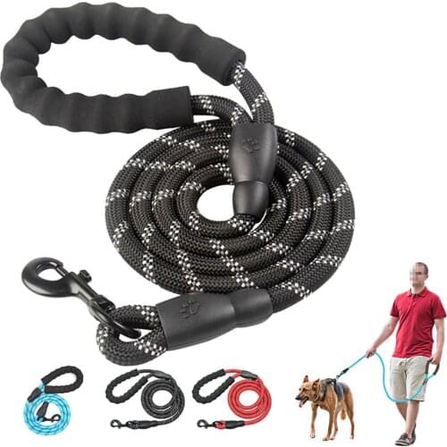 Strong Dog Leash Comfortable Padded Handle Dog Collar Leashes Reflective Threads Large Dogs Rope Leash For Medium Large Dogs