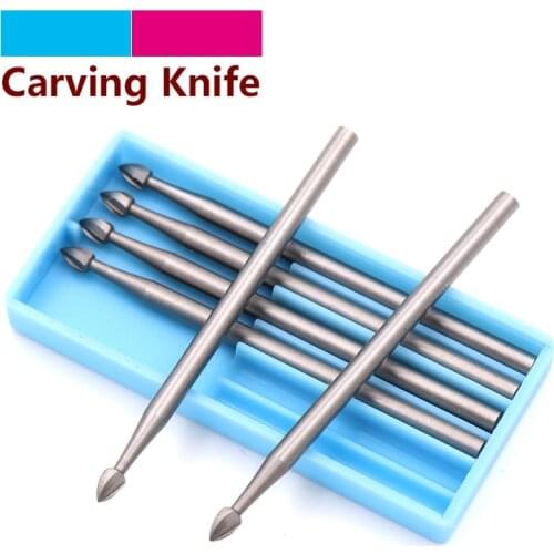 TaoZ 1/6pcs Tungsten Steel Engraving Knife End Mill Woodworking Router Bit Wood Milling Cutter For Carvings Olive Kernel Amber