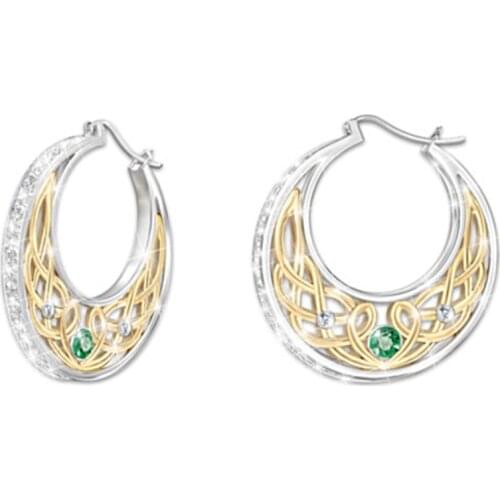 Bohemian Women Earrings 2021 Girl Gift Jewelry Accessories Vintage Flower Pattern Rhinestones Zircon Hoop Earrings