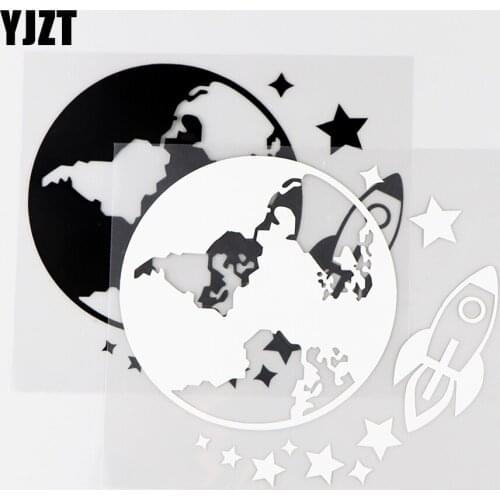 YJZT 15.5X13.5CM Space Rocket Stars Planet Art Vinyl Decals Car Stickers Black / Silver 10A-0130