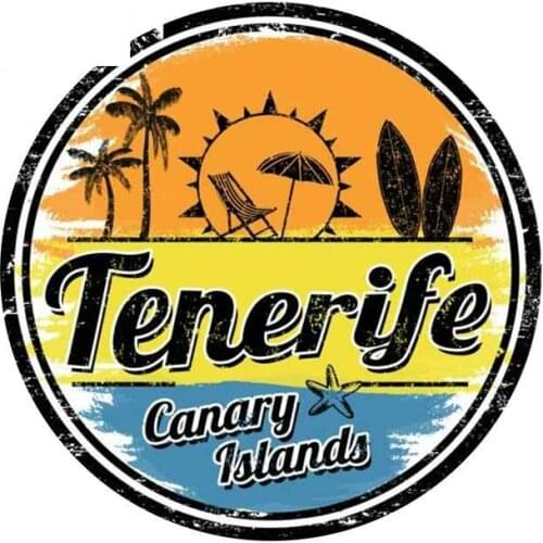 Funny 13cm x 13cm For Tenerife Stamp Travel Repair Decals Creative Car Stickers Occlusion Scratch Waterproof For JDM SUV RV