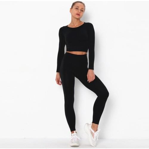 Fitness Suits Yoga Women Outfits Set Long Sleeve Shirt+Sport Bra+Seamless Leggins Shorts Workout Running Clothing Gym Wear Women
