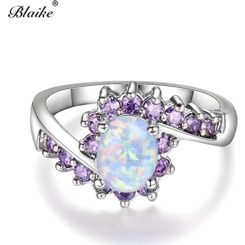 Blaike Silver Color Finger Rings For Women Big Oval Cubic Zirconia Engagement Ring Fashion Female Gifts