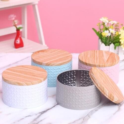 Storage Tin Box Easy Opening Multi-color Round Shaped Candy Cookie Storage Tin Box for Scented Candles rangement cuisine
