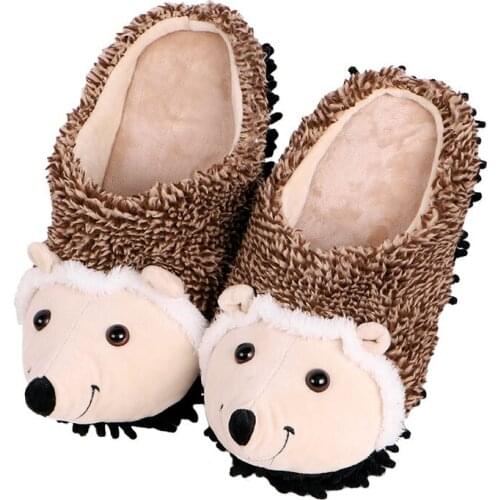 Winter Warm Cotton Slippers Factory Wholesale Thickened Velvet Cartoon Hedgehog