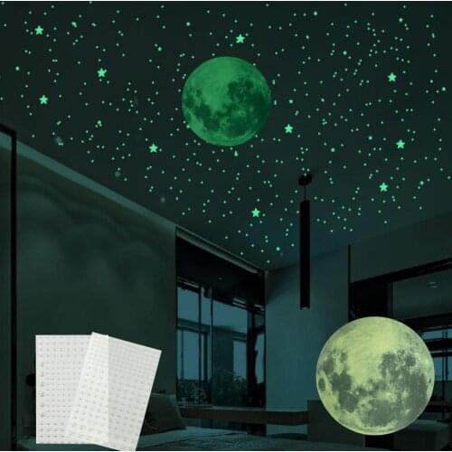 3D Luminous Bubble Star Dot Moon Wall Stickers Glow In The Dark DIY Kids Room Living Room Wall Decals Fluorescent Stickers