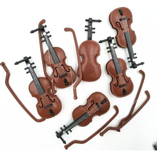 1PCS Music Instrument DIY 1/12 Dolls House Wooden Violin Plastic Mini Violin Dollhouse Crafts