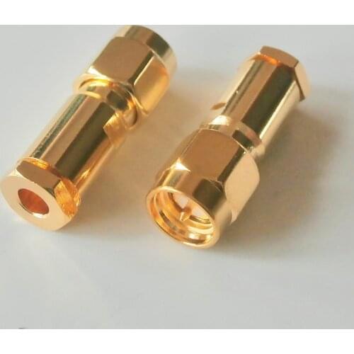 1X Pcs Connector SMA Male plug Clamp Solder for RG316 RG174 RG179 LMR100 Cable Coax Brass GOLD Plated Straight RF Adapters