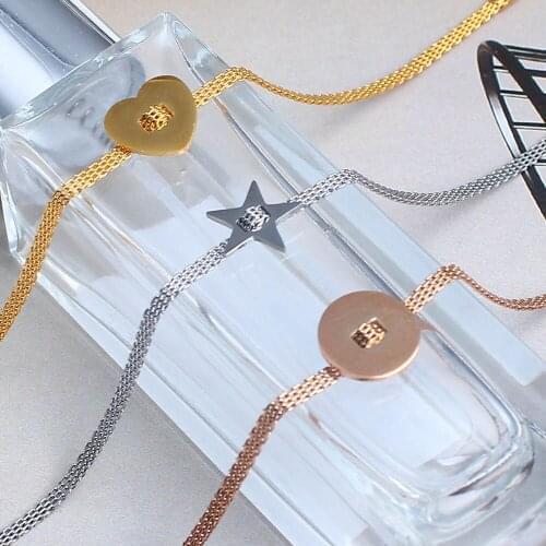 2020 stainless steel chain link charm heart rose gold bracelet charms female femme friendship bracelets bangles for women