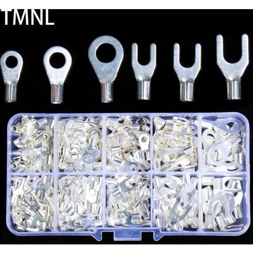320pcs Boxed Connector Cold Pressed Crimp Copper Nose Wiring Set UT/OT Wire Cable Press Insulated Ring Fork U-Type Terminal