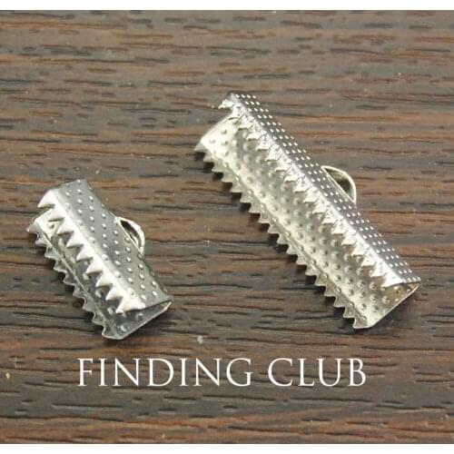 500 pcs 2 size Metal Accessories rhodium Plated End Caps Crimp Clasps 13mm Fit for Bracelet