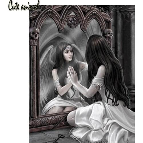 Diamond Embroidery Beauty Angel Mirror Cross Stitch Diamond Painting Kits Mosaic Sale Rhinestones Art Handwork Home Decor Gift