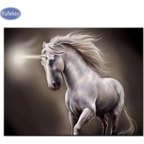 Diamond painting unicorn animals resin drill square rhinestone picture hobby black white wall decor diamond embroidery full set